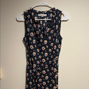 LOFT Sleeveless Floral Midi Dress - Black and Pink